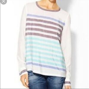 Equipment Femme Liam White Blue Silk Blouse